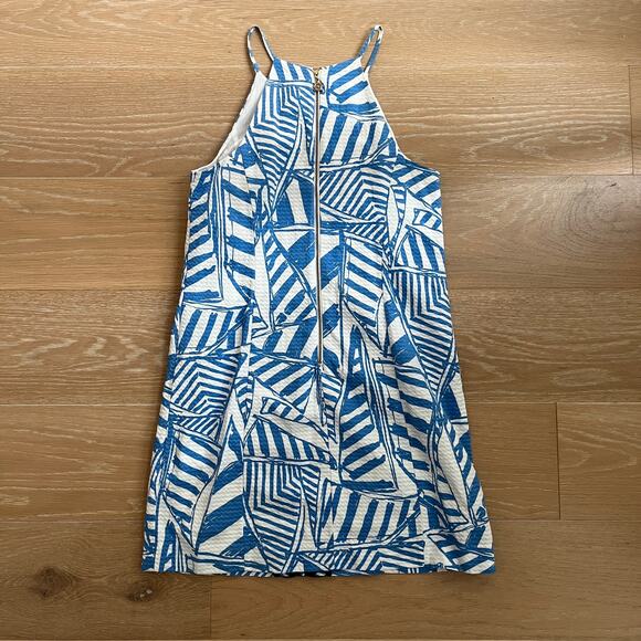 Lilly Pulitzer Annabelle Bay Blue Yacht Sea Rope Lace Shift Dress sz 6 - Picture 2 of 4